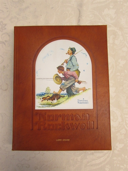 COLLECTIBLE LEATHER BOUND NORMAN ROCKWELL'S AMERICA COFFEE TABLE BOOK