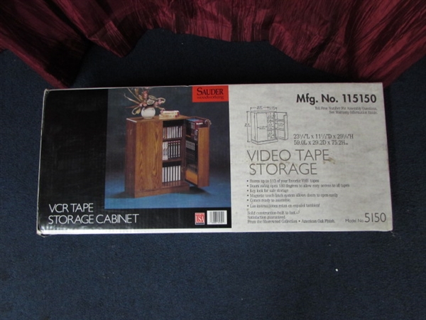 NEW IN BOX SAUDER VIDEO TAPE STORAGE CABINET