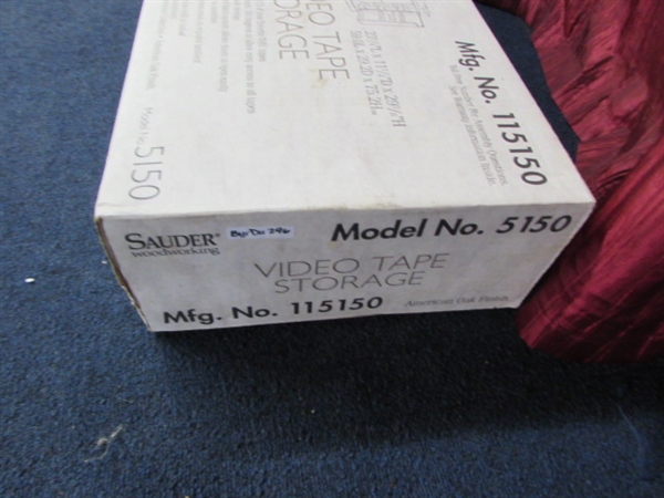 NEW IN BOX SAUDER VIDEO TAPE STORAGE CABINET