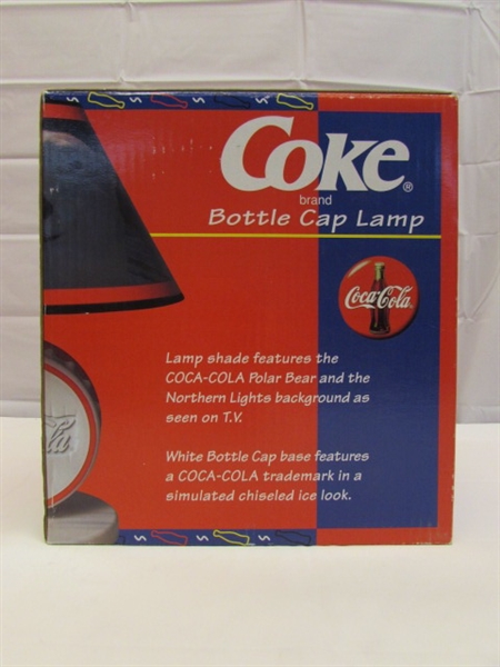 NEW COCA COLA BOTTLE CAP LAMP WITH POLAR BEAR SHADE