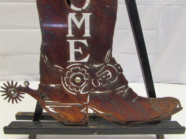 COWBOY BOOT METAL WELCOME SIGN