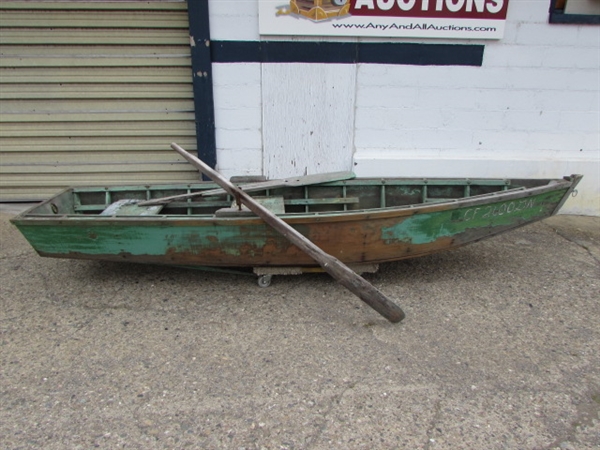 VINTAGE WOOD ROW BOAT