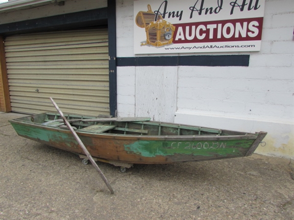 VINTAGE WOOD ROW BOAT