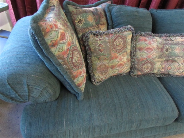 DK. GREEN CHENILLE COUCH