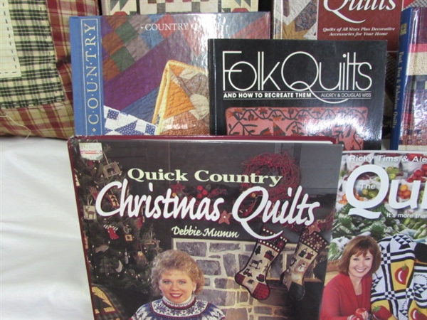 QUILTER'S DELIGHT - BOOKS/MAGAZINES & HANDMADE QUILTED THROW PILLOWS