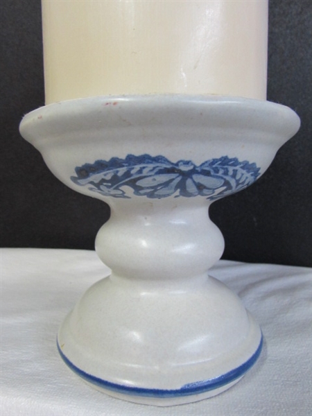 PFALTZGRAFF YORKTOWNE STONEWARE CANDLEHOLDER & HANDLED CANDLESTICK HOLDERS