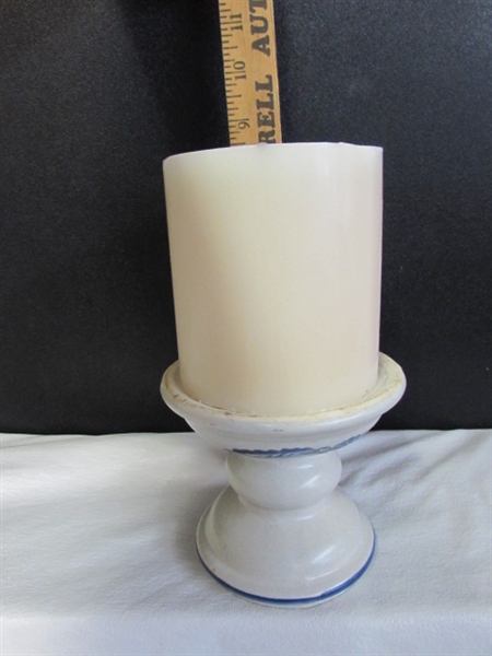 PFALTZGRAFF YORKTOWNE STONEWARE CANDLEHOLDER & HANDLED CANDLESTICK HOLDERS