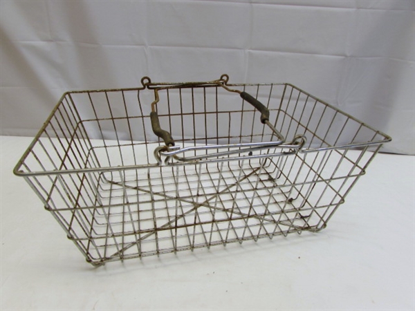 VINTAGE WIRE BASKETS & CRATE WITH LID