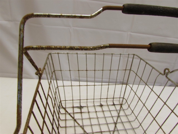 VINTAGE WIRE BASKETS & CRATE WITH LID