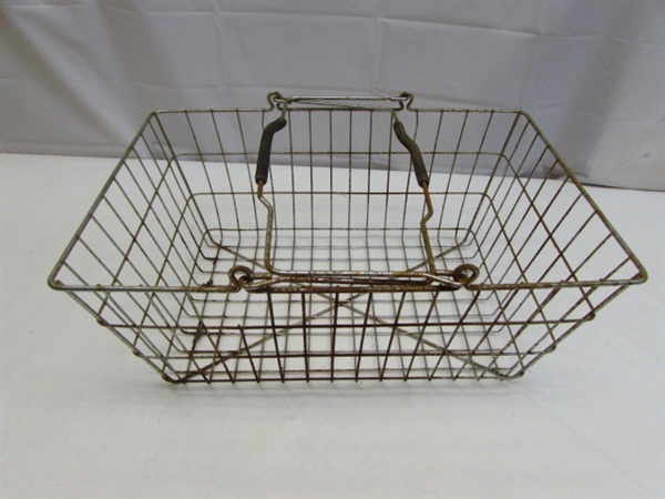 VINTAGE WIRE BASKETS & CRATE WITH LID