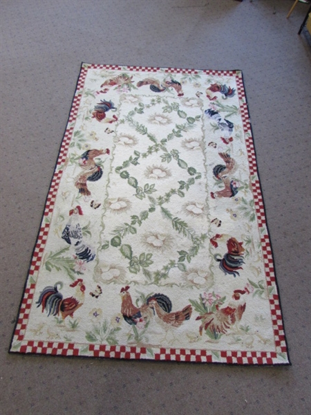 NICE WOOL COUNTRY ROOSTER AREA RUG