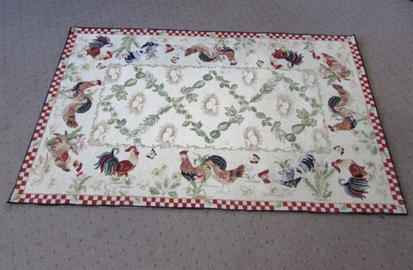 NICE WOOL COUNTRY ROOSTER AREA RUG