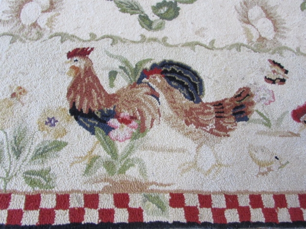 NICE WOOL COUNTRY ROOSTER AREA RUG