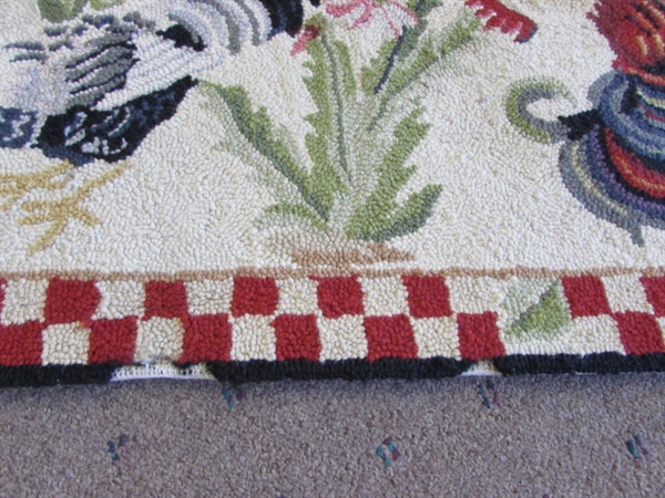 NICE WOOL COUNTRY ROOSTER AREA RUG