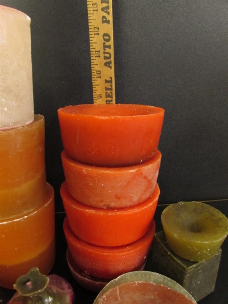 12 POUNDS OF CANDLEMAKING WAX & CANDLESTICK HOLDER