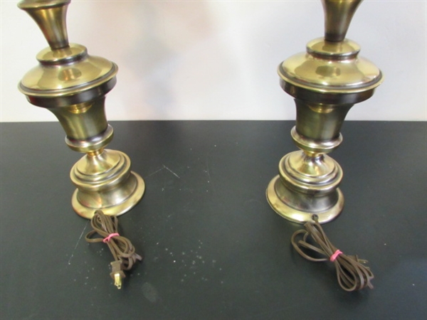 PAIR OF BRASS LAMPS