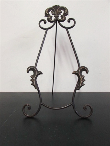 SMALL ORNATE METAL EASEL