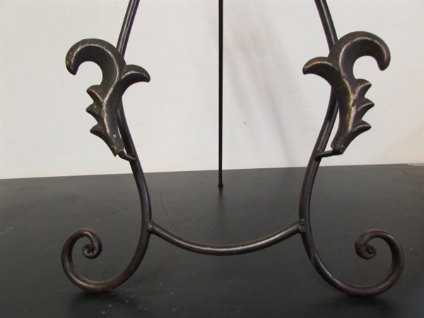 SMALL ORNATE METAL EASEL