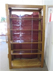 LARGE WOOD AND GLASS SHELVES