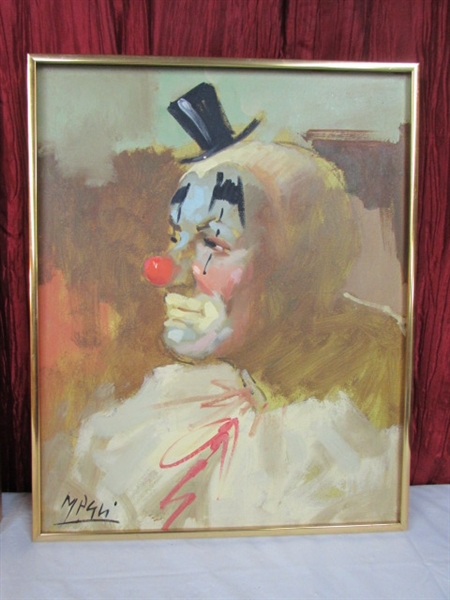 ORIGINAL OILS ON CANVAS CLOWN PAINTINGS BY MAGLI