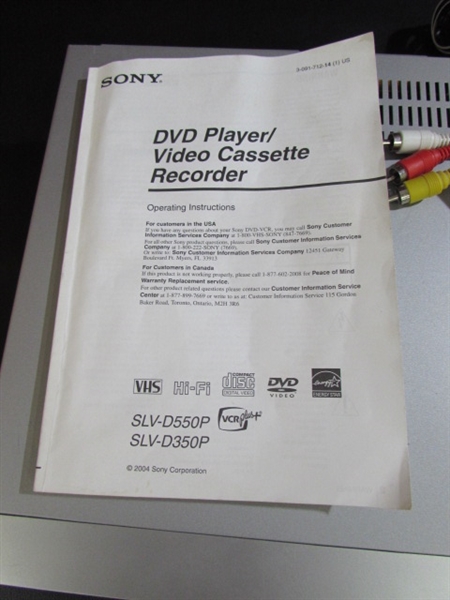 SONY DVD/VIDEO CASSETTE RECORDER