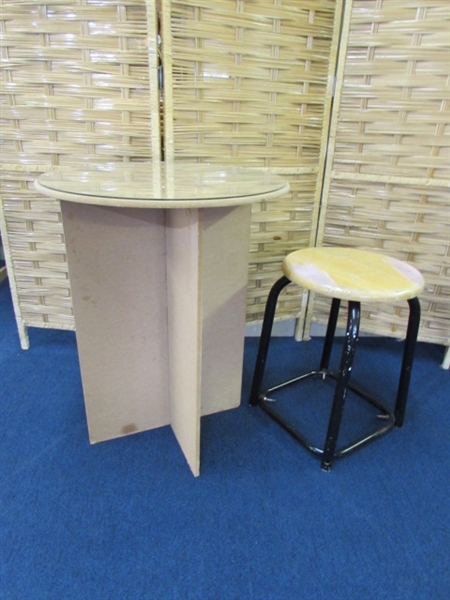 SMALL TABLE AND STOOL