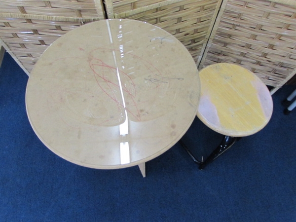 SMALL TABLE AND STOOL