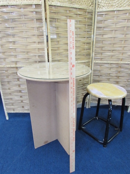 SMALL TABLE AND STOOL