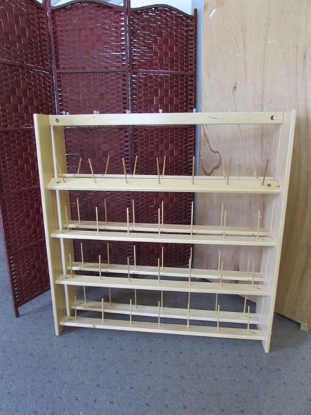 PINE WEAVING BOBBIN/SPOOL RACK