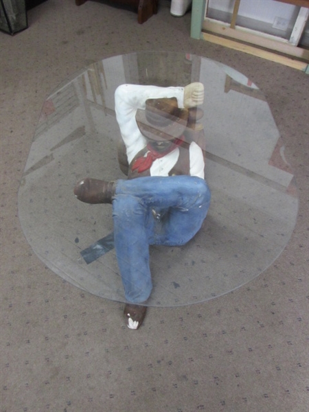 SLEEPING COWBOY COFFEE TABLE