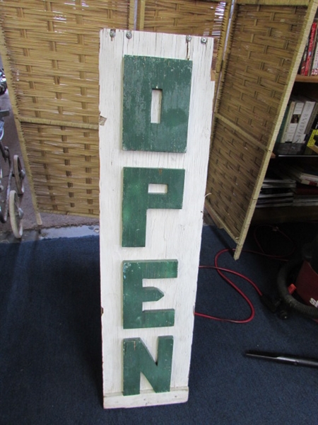 WOOD OPEN SIGN