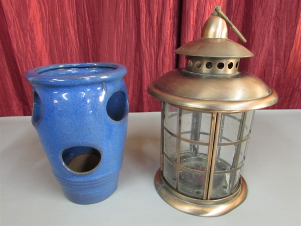 FLOWER POTS AND CANDLE LANTERN