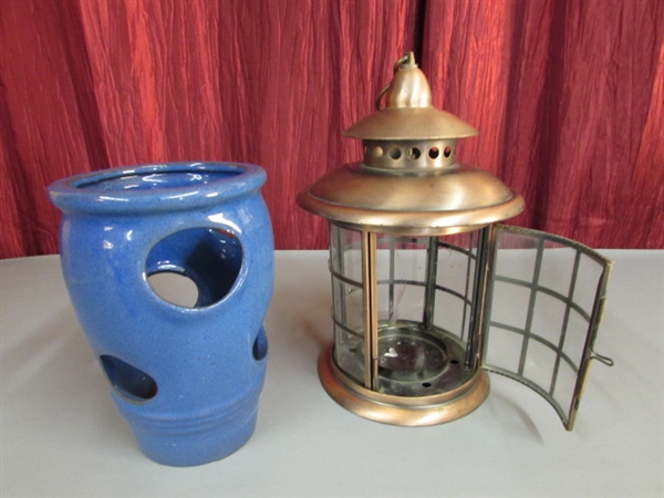 FLOWER POTS AND CANDLE LANTERN