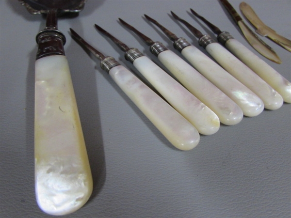 VINTAGE/ANTIQUE CALLIGRAPHY PEN AND MOTHER OF PEARL NUT PICKS
