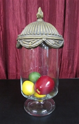 LARGE GLASS VASE WITH LID