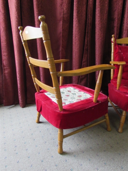 TWO VINTAGE CHAIRS WITH RED VELVET