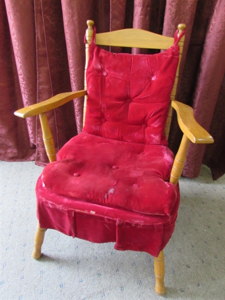 TWO VINTAGE CHAIRS WITH RED VELVET
