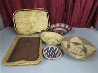 NICE BASKETS AND SERVING TRAYS