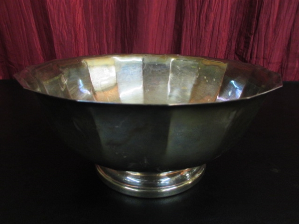 GORHAM SILVER PLATED BOWL AND VINTAGE HURRICANE LAMP