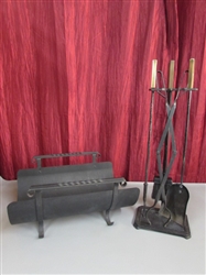 FIREWOOD HOLDER AND FIREPLACE TOOL SET
