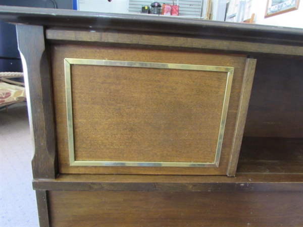 VINTAGE WOOD FULL SIZE HEADBOARD WITH CUBBIES