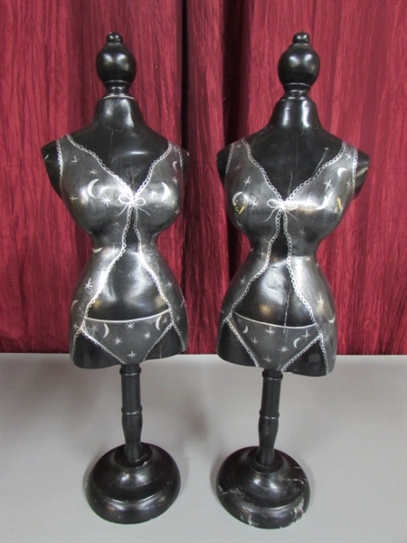 TWO WOOD WOMENS BUSTS