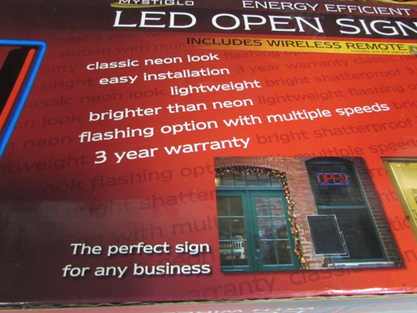 LED NEON LOOK OPEN SIGN & BASKETS