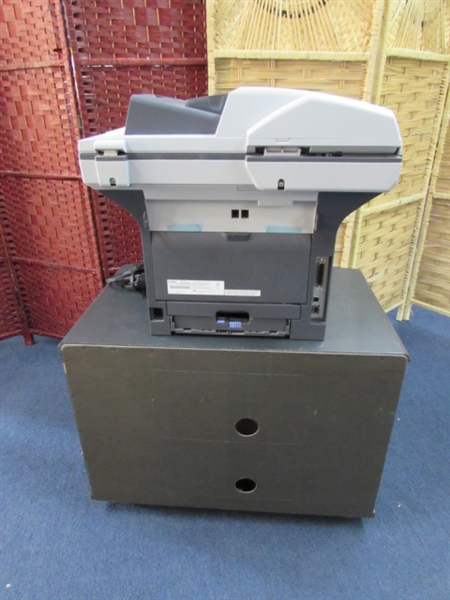 ALL-IN-ONE BROTHER WIRELESS LASER FAX, COPIER, & SCANNER ON A ROLLING STAND