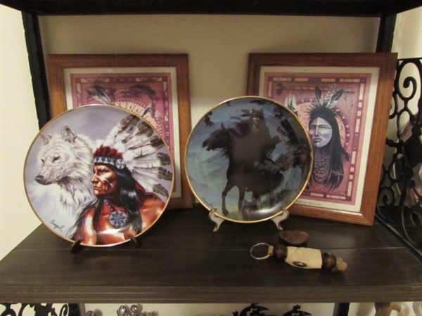 2 NATIVE AMERICAN COLLECTOR PLATES & DECOR