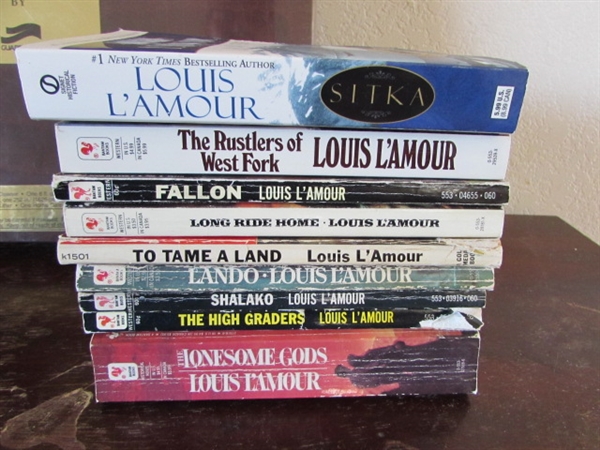 9 LOUIS L'AMOUR NOVELS & NEW LEATHER CARE COLLECTION