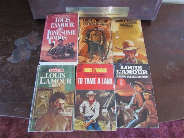 9 LOUIS L'AMOUR NOVELS & NEW LEATHER CARE COLLECTION
