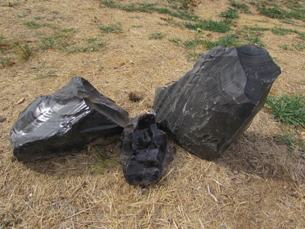 3 LARGE PIECES OF OBSIDIAN