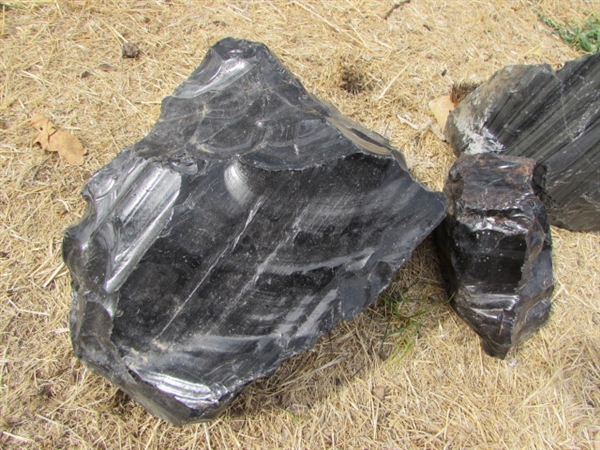 3 LARGE PIECES OF OBSIDIAN