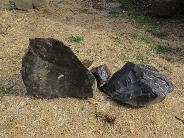 3 LARGE PIECES OF OBSIDIAN